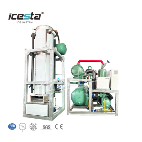 Icesta Máquina automática para fabricar tubos de hielo sólido comestible, acero inoxidable, alta productividad, larga vida útil, máquina de tubos de hielo de 60 toneladas