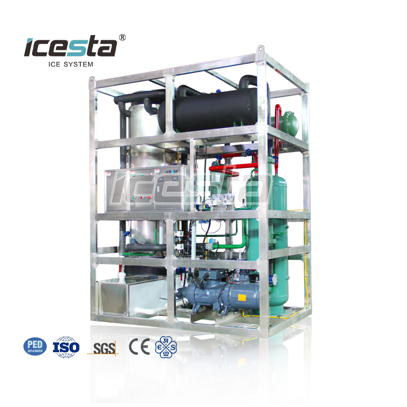 Máquina de hielo en tubos de 10 toneladas ICESTA nuevo estilo Industrial Larga vida útil Alta productividad Refrigeración por aire de acero inoxidable Hielo en tubos uniformemente comestible transparente $ 30000- $ 40000