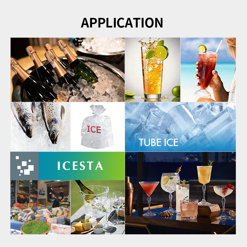 ICESTA Machista de tubo de tubo de hielo de acero inoxidable de 50 toneladas, alta productividad, vida útil larga