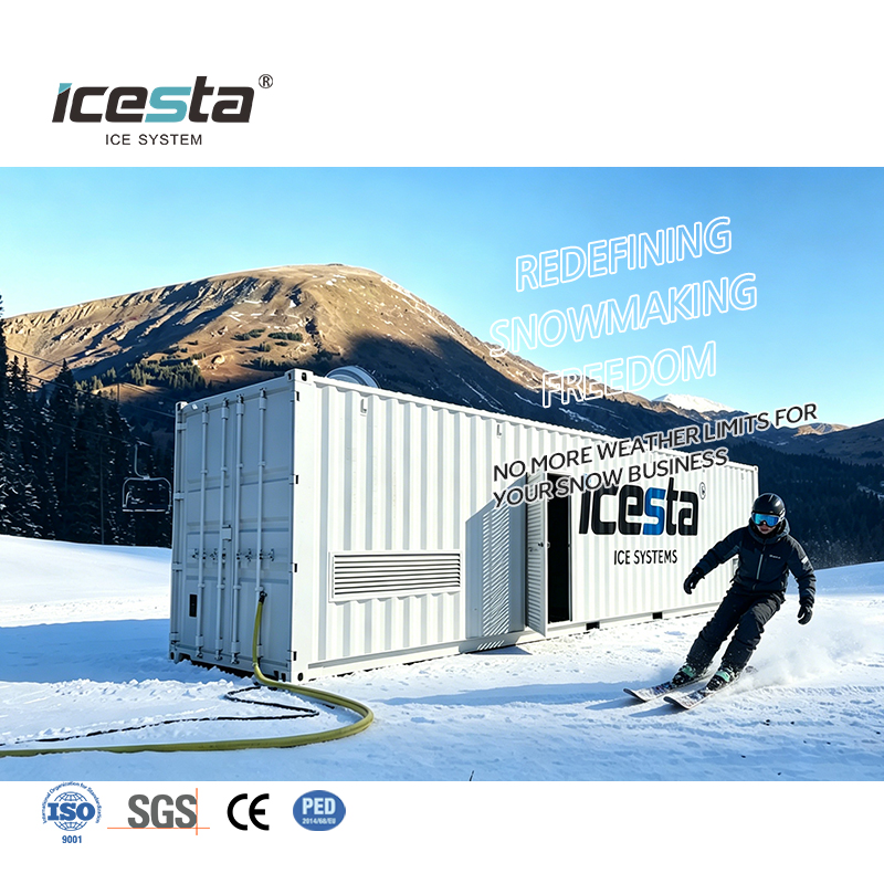 Sistema de producción de nieve artificial para todas las estaciones para funcionamiento diario en estaciones de esquí cubiertas