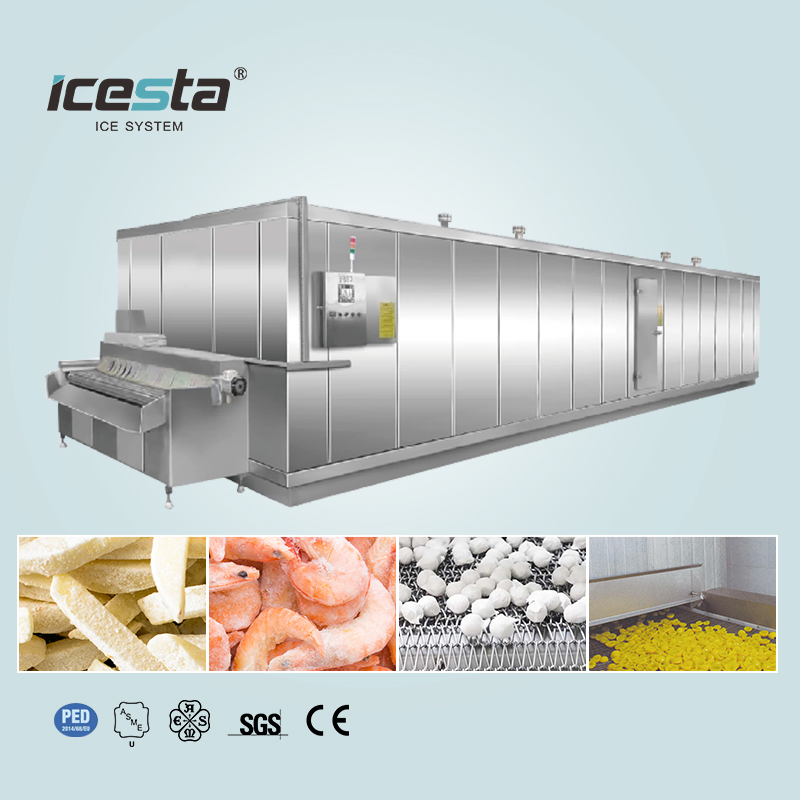 ICESTA Freeze Quick Freezer Automic Cryogenic Industrial IQF Túnel Freezer para mariscos 