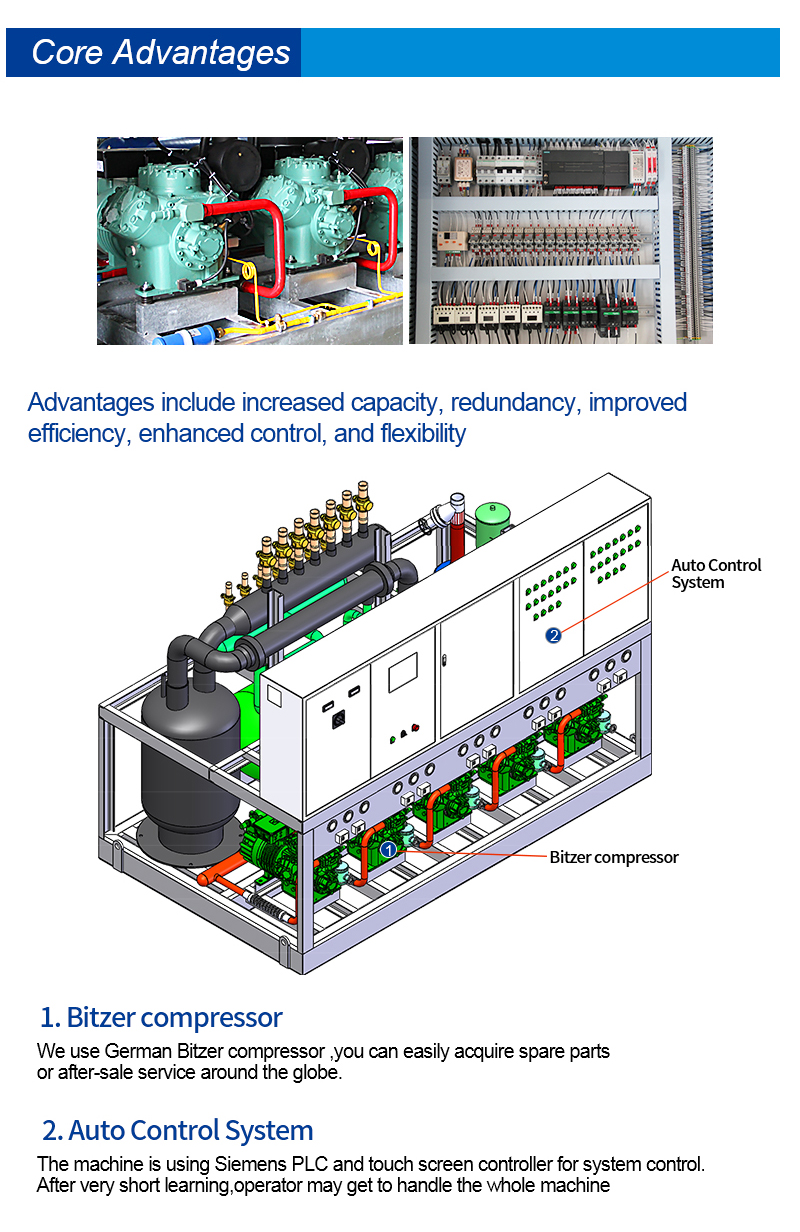 ICESTA High Religible Long Service Life 210HP Big Industrial Parallel Piston Compressor Condensing Unidad $ 140000