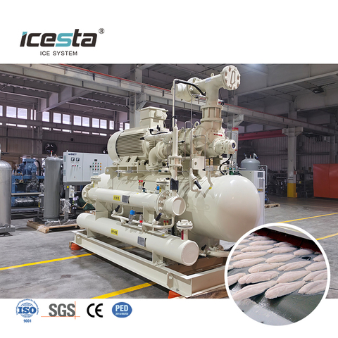 Sistema de refrigeración para fabricación de hielo con amoníaco de alta eficiencia ICESTA