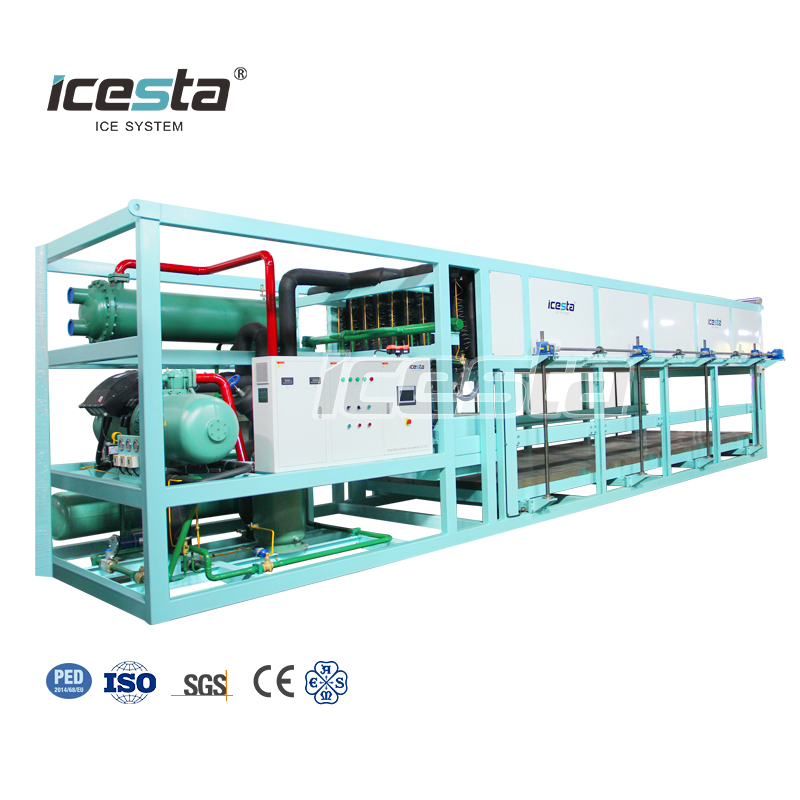 ICESTA Máquina para fabricar bloques de hielo con enfriamiento directo industrial de alta calidad y larga vida útil, automática, personalizada, con ahorro de energía, $ 45000 ~ $ 53000