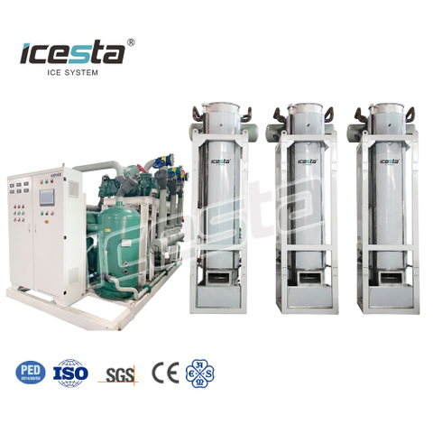 Icesta Máquina automática para fabricar tubos de hielo sólido comestible, acero inoxidable, alta productividad, larga vida útil, máquina de tubos de hielo de 60 toneladas
