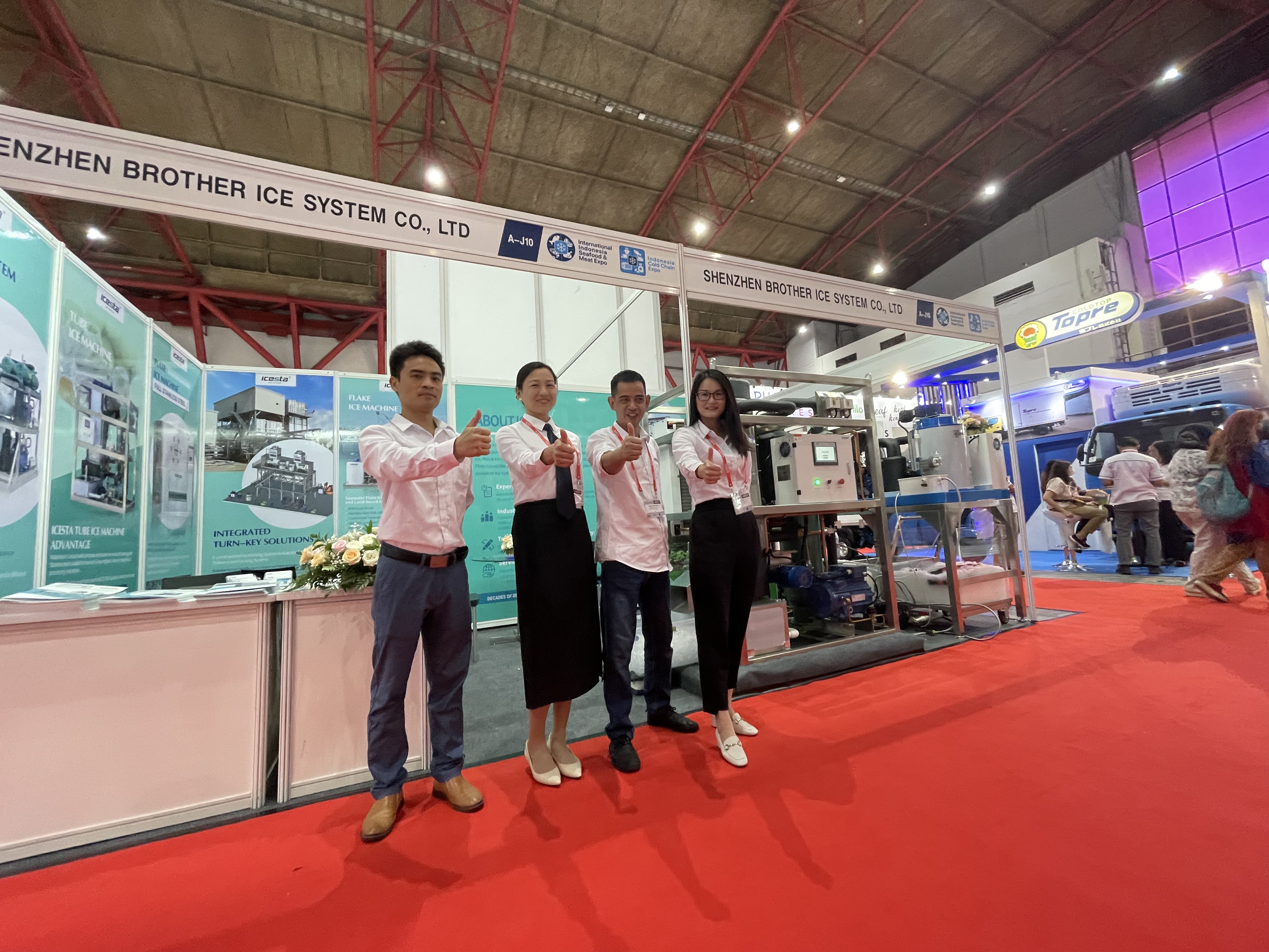 ICesta participó con éxito en la exposición de la cadena fría de IISM & Indonesia con la máquina de hielo de tubo de muestra y la máquina de hielo de escamas
