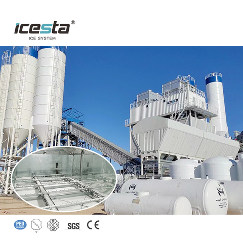 ICESTA CONTENTERIZADO 40 toneladas de planta de hielo automático industrial con sistema de hielo de rastrillo para la estación hidroeléctrica de vertido de concreto $ 170000