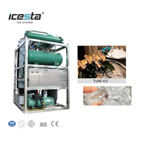 Máquina de hielo en tubos industrial refrigerada por agua ICESTA de 15 toneladas