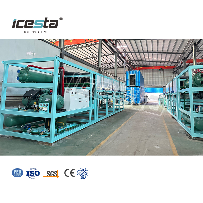 Máquina industrial para fabricar bloques de hielo con 120t (30t X3+15t X2) Refrigeración por agua Descongelación por agua 35kg/70kg por pieza Para fábrica de hielo $450000 -
