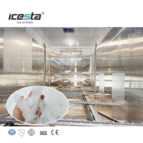 ICESTA CONTENTERIZADO 40 toneladas de planta de hielo automático industrial con sistema de hielo de rastrillo para la estación hidroeléctrica de vertido de concreto $ 170000