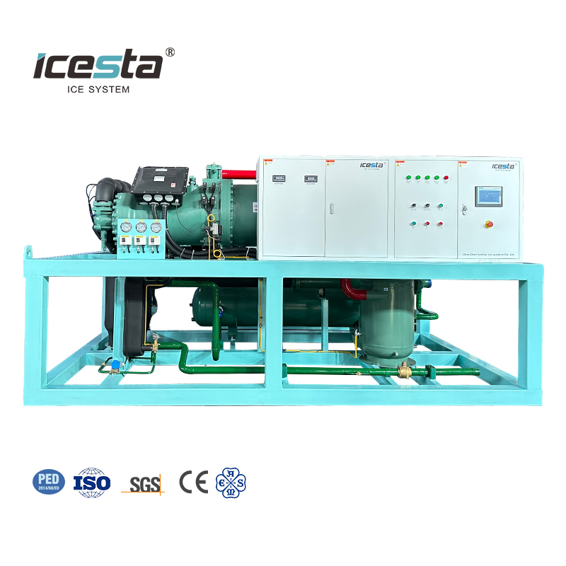 ICESTA Máquina para fabricar bloques de hielo con enfriamiento directo industrial de alta calidad y larga vida útil, automática, personalizada, con ahorro de energía, $ 45000 ~ $ 53000