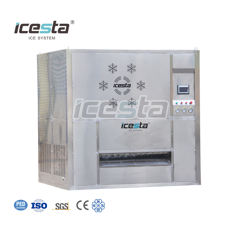 ICESTA Máquina de hielo con placa de acero inoxidable con control PLC de alta calidad de 5 toneladas