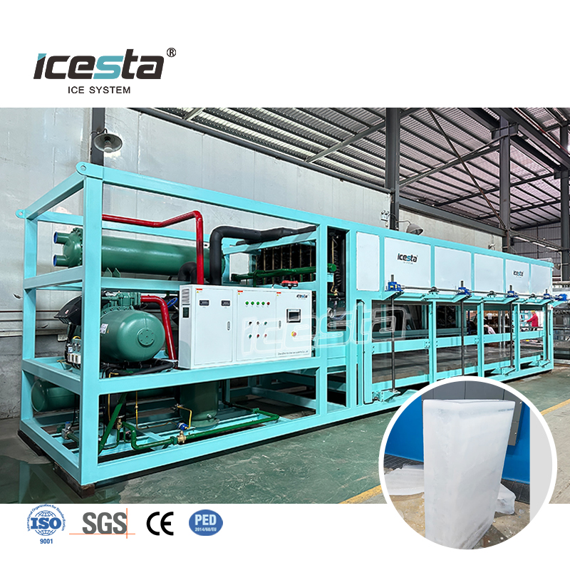 ICESTA Factory Direct Block Ice Maker con trituradora Venta caliente