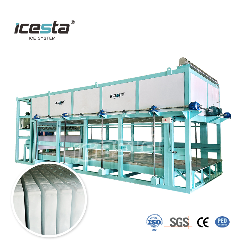ICESTA Máquina para fabricar bloques de hielo de enfriamiento directo industrial de alta calidad, automática, personalizada, con ahorro de energía, larga vida útil, 15t 