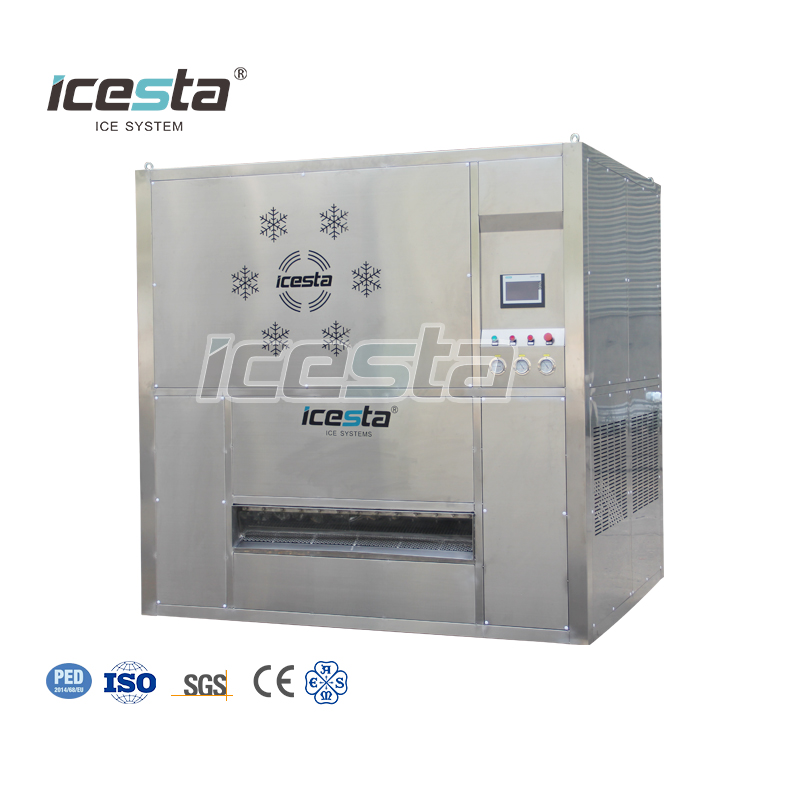 ICESTA Máquina de hielo con placa de acero inoxidable con control PLC de alta calidad de 5 toneladas