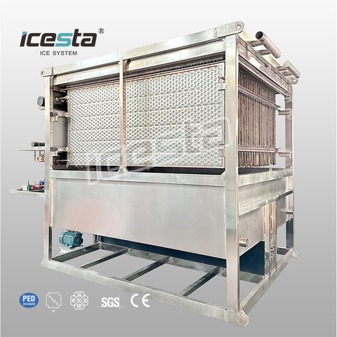 Máquina de hielo de placa de contenedor Industrial con refrigeración por evaporación de 30t, larga vida útil de acero inoxidable para refrigeración de hormigón