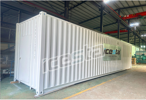 Máquina de hielo de placa de contenedor Industrial con refrigeración por evaporación de 30t, larga vida útil de acero inoxidable para refrigeración de hormigón