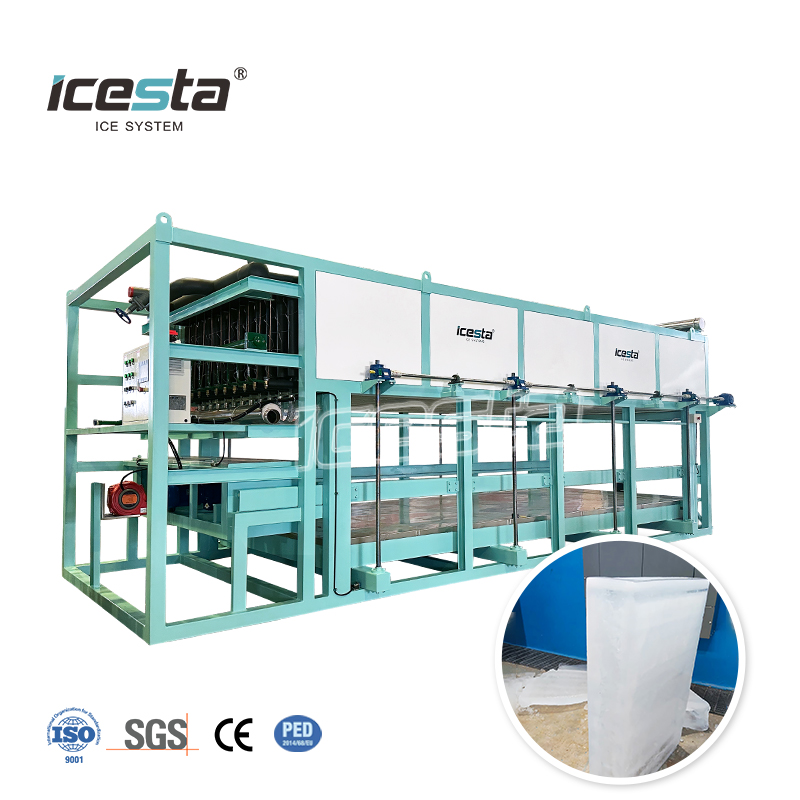 ICESTA Máquina para fabricar bloques de hielo de enfriamiento directo industrial de alta calidad, automática, personalizada, con ahorro de energía, larga vida útil, 15t 