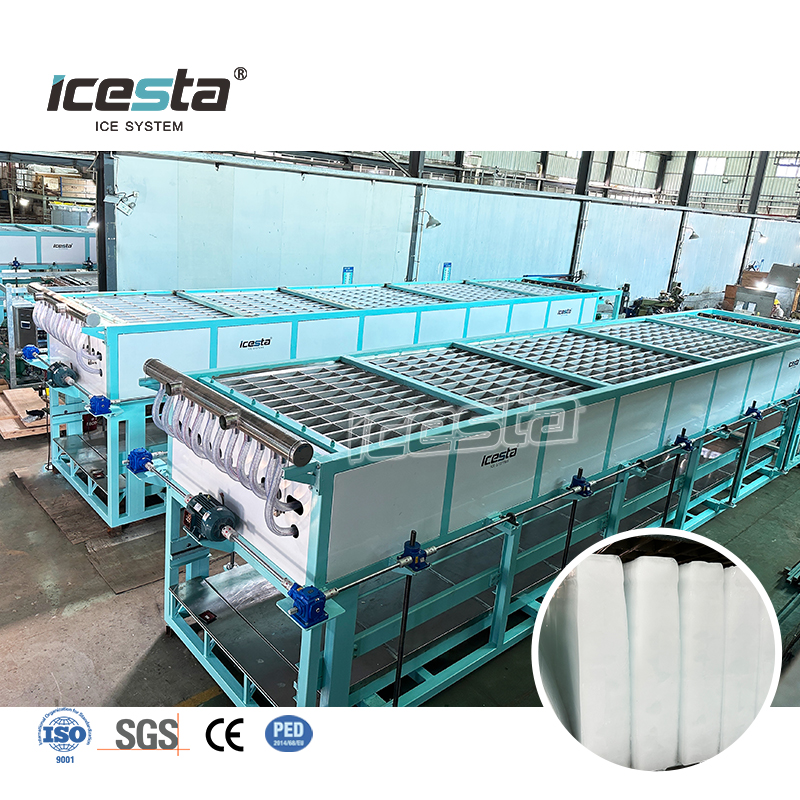 ICESTA Factory Direct Block Ice Maker con trituradora Venta caliente