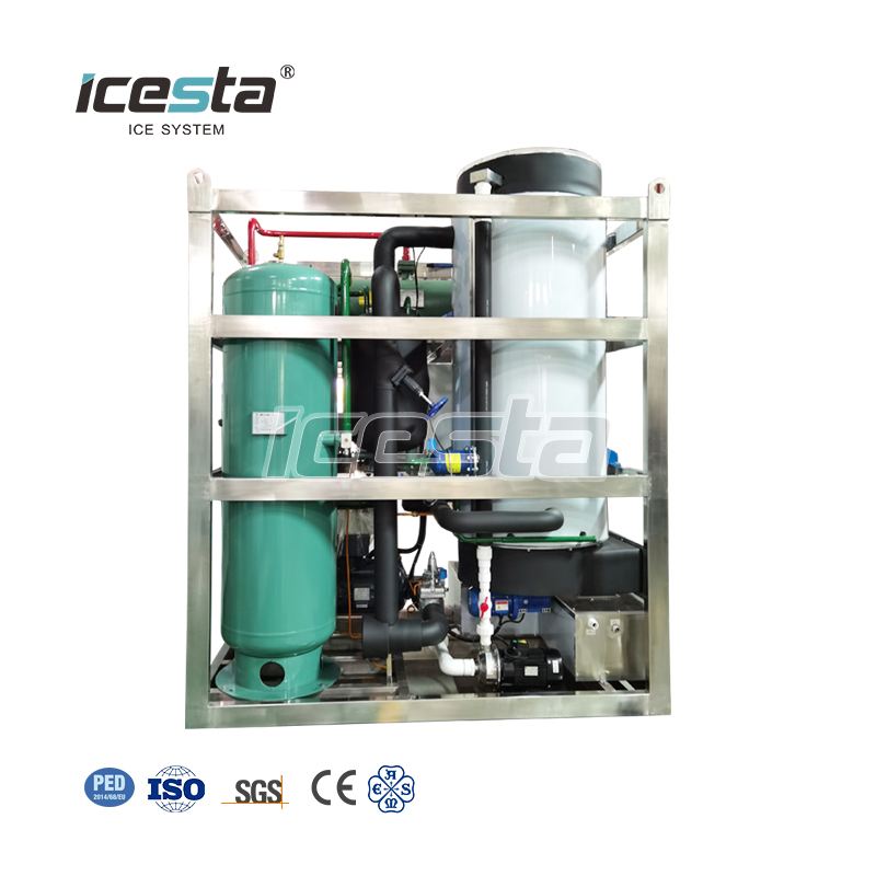 Máquina de hielo en tubos de 10 toneladas ICESTA nuevo estilo Industrial Larga vida útil Alta productividad Refrigeración por aire de acero inoxidable Hielo en tubos uniformemente comestible transparente $ 30000- $ 40000