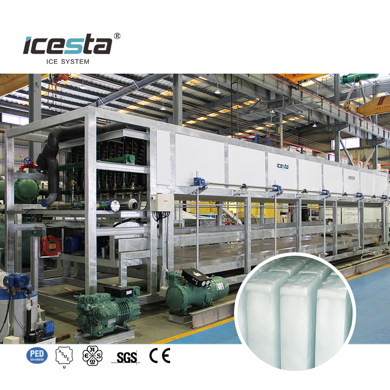 Máquina para fabricar hielo en bloques de enfriamiento directo galvanizado ICESTA 5-15t