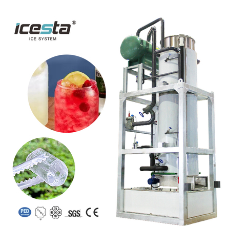 ICESTA Machista de tubo de tubo de hielo de acero inoxidable de 50 toneladas, alta productividad, vida útil larga