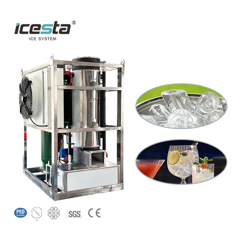 ICESTA Automático Alto Solidal Solid Tube Solid SoLing Life Life Life Acero inoxidable Enfriamiento de agua de agua 2 toneladas de hielo $ 10000- $ 15000
