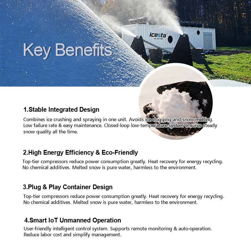 ICESTA Factory Direct Sistema de producción de nieve industrial para todo clima para compradores globales