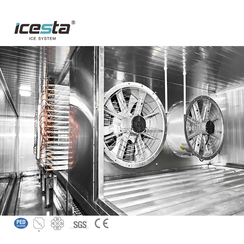 ICESTA IQF Línea de procesamiento Automic criogénico Durian Freeze Túnel Freezer para la industria de procesamiento de alimentos
