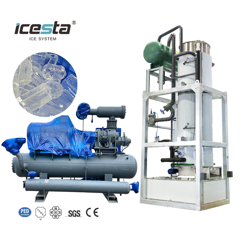 ICESTA Máquina de hielo industrial en tubos de acero inoxidable de 60 toneladas