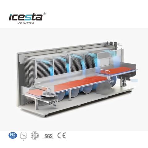 ICESTA Automic Industrial Tunnel Freezer para enfriamiento de pescado, vida útil larga de alta eficiencia de productividad
